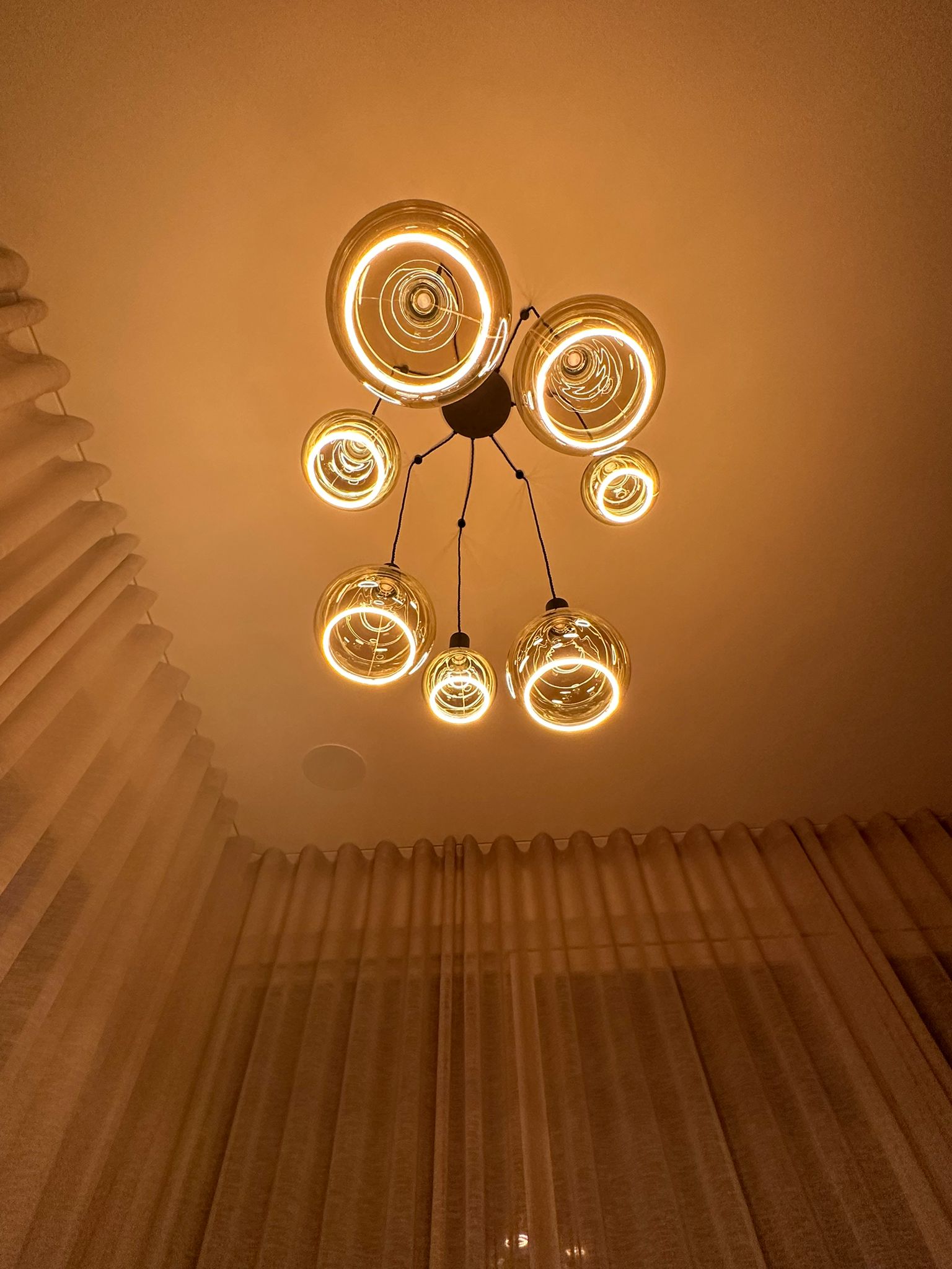 Floating bulbs by Segula seen from below