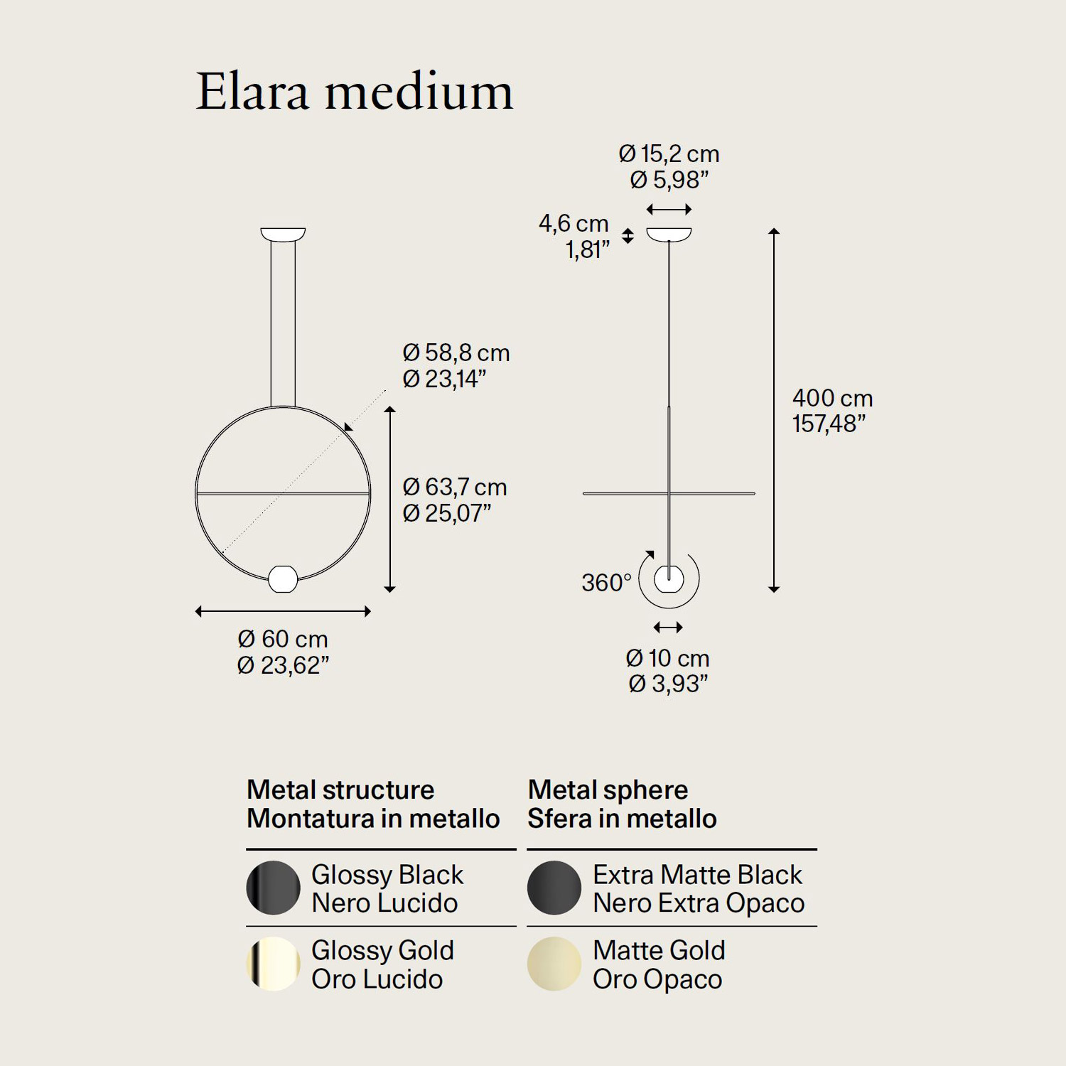 Elara medium lampada tonda di Lodes