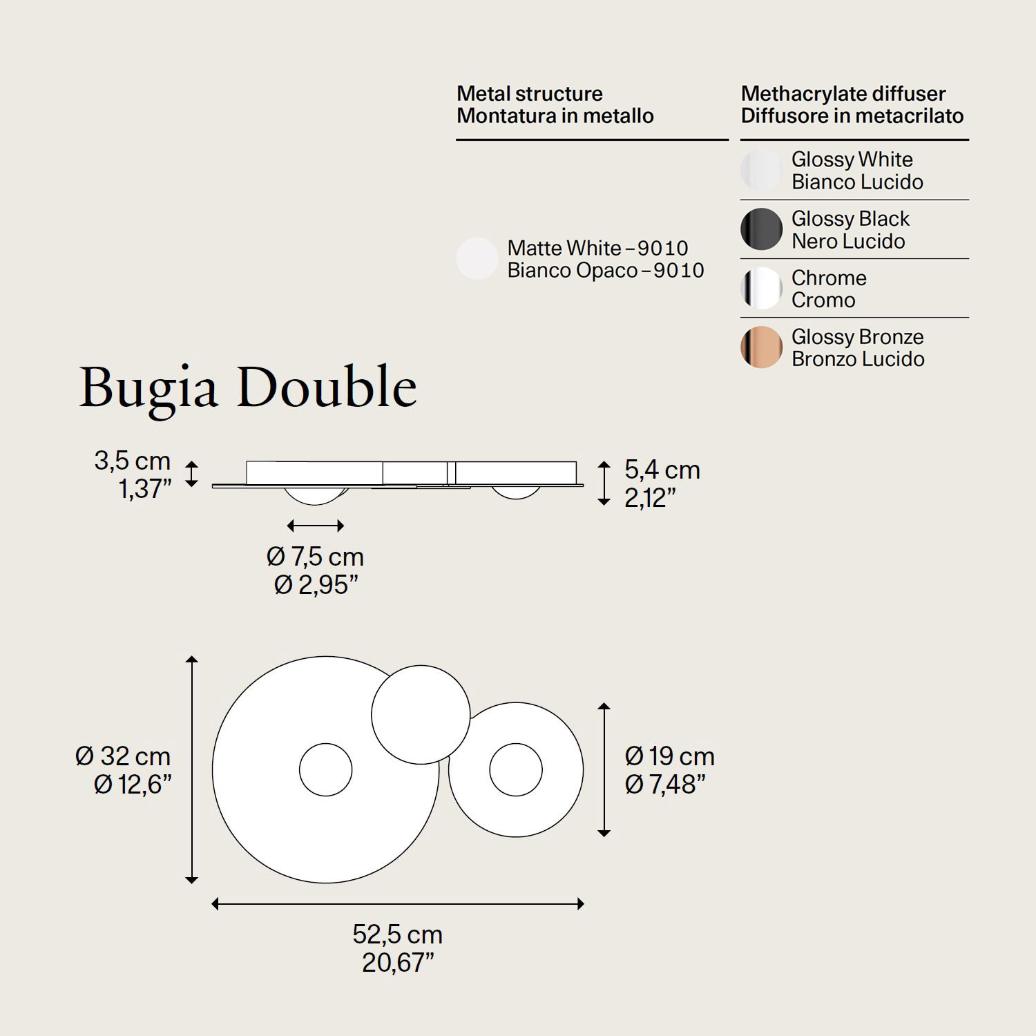 Bugia Double lampada a soffitto di Lodes