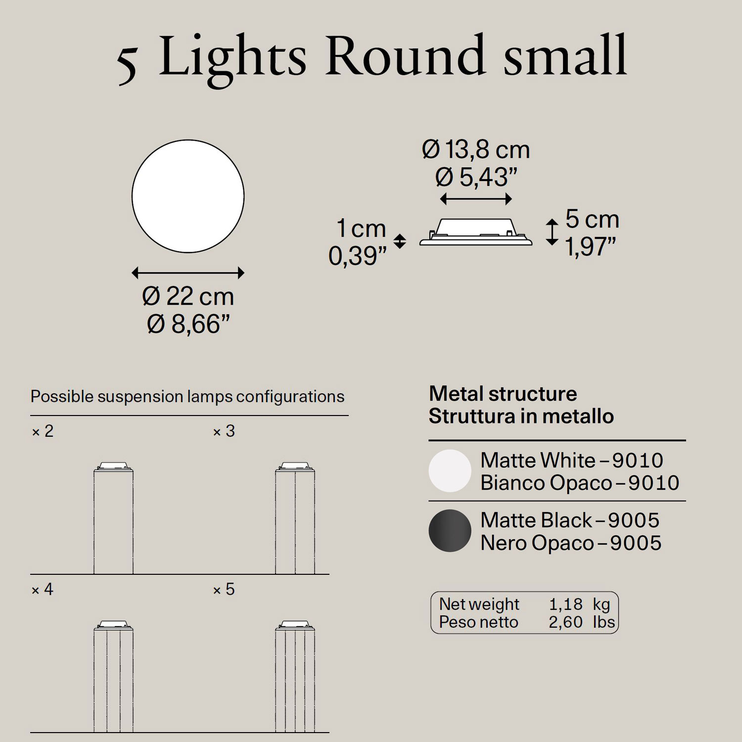 5 Lights Round Small von Lodes