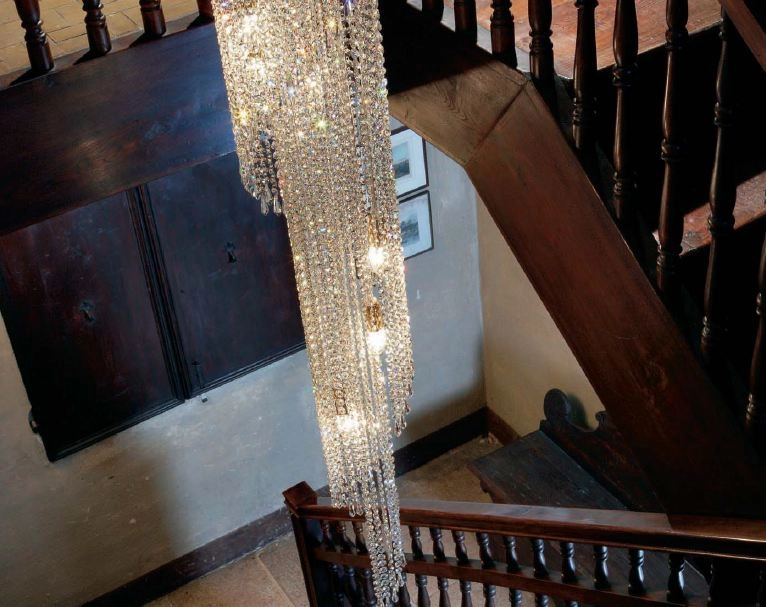 Lange Kristall Deckenleuchte Mosca von Venice Lighting Design