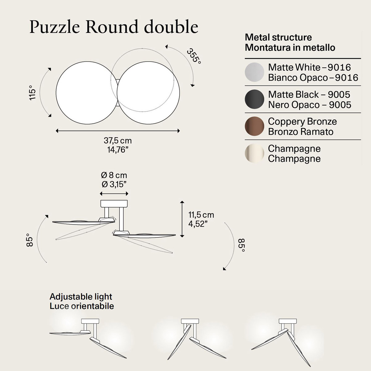 Puzzle Double Round LED Leuchte von Lodes