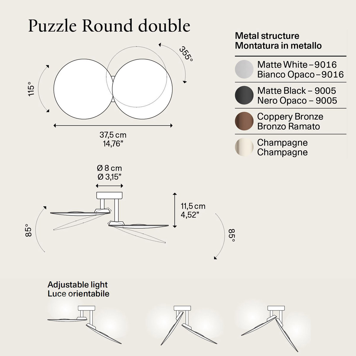 Puzzle Double Round LED lamp by Lodes