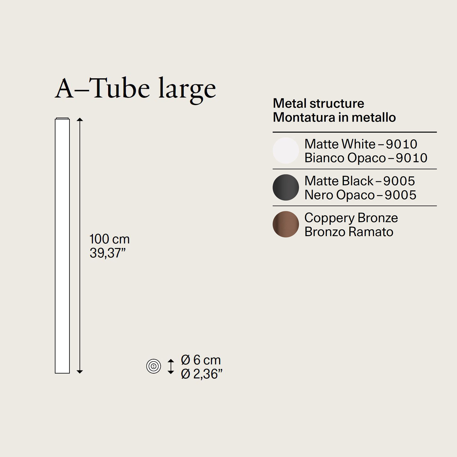 A-Tube Large spot a soffitto di Lodes