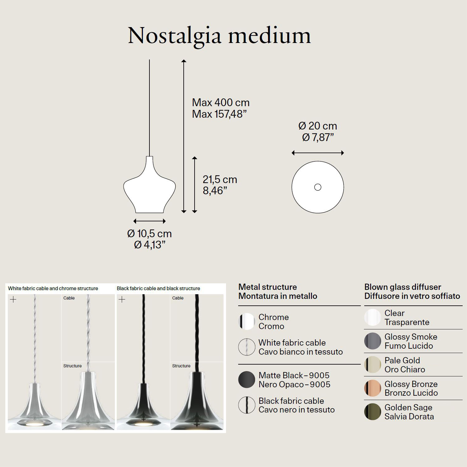 Nostalgia Medium Glasleuchte von Lodes
