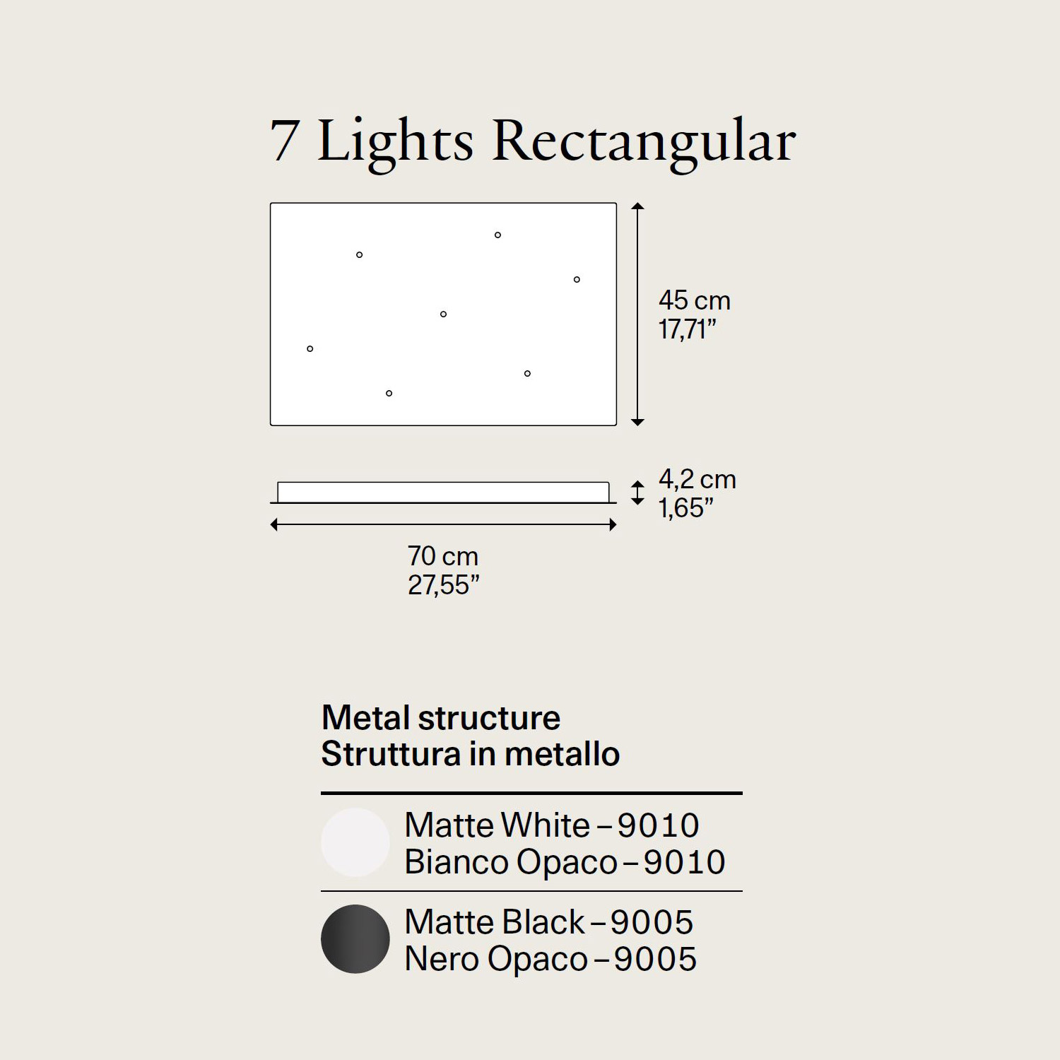 7 Lights Rectangular Cluster by Lodes