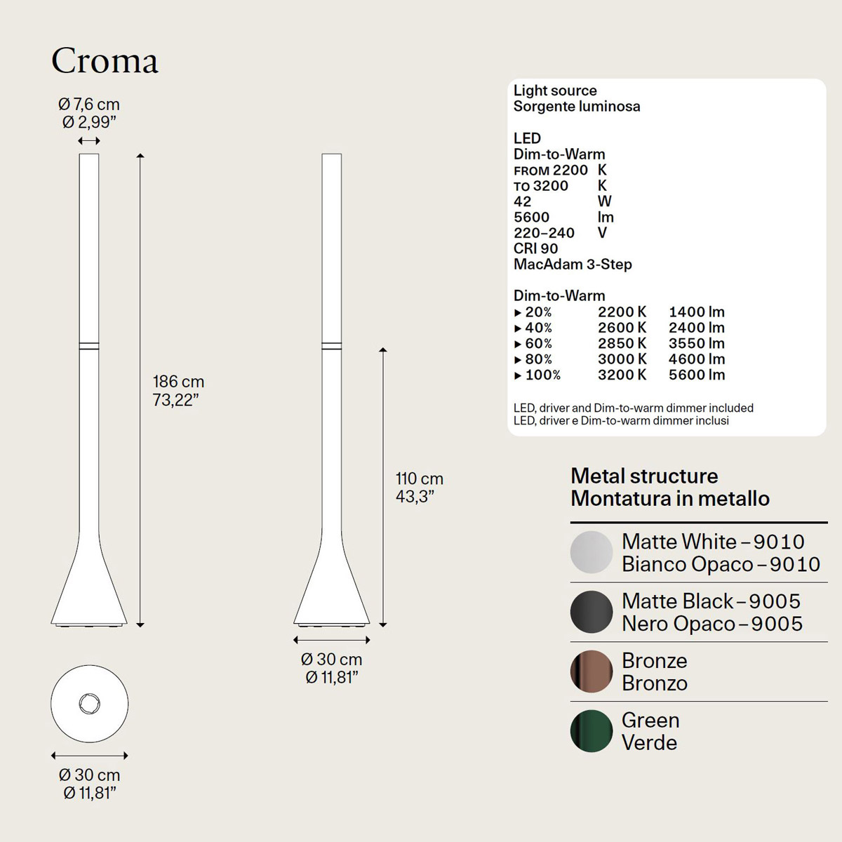 Croma floor light by Lodes