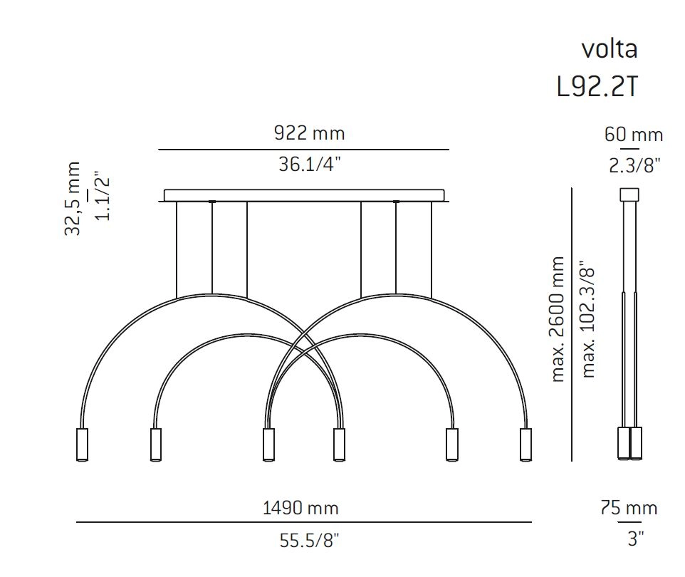 L92.2T Volta LED Pendelkombination von Estiluz
