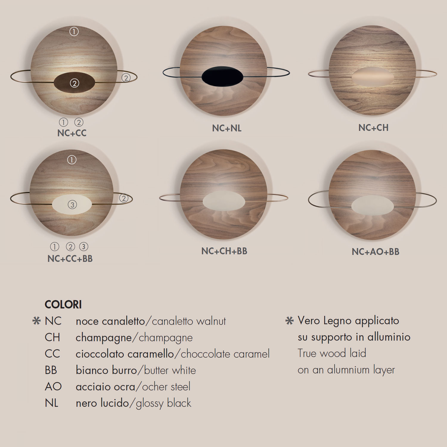 Eterea Holz Wand/Deckenlampe von Icone