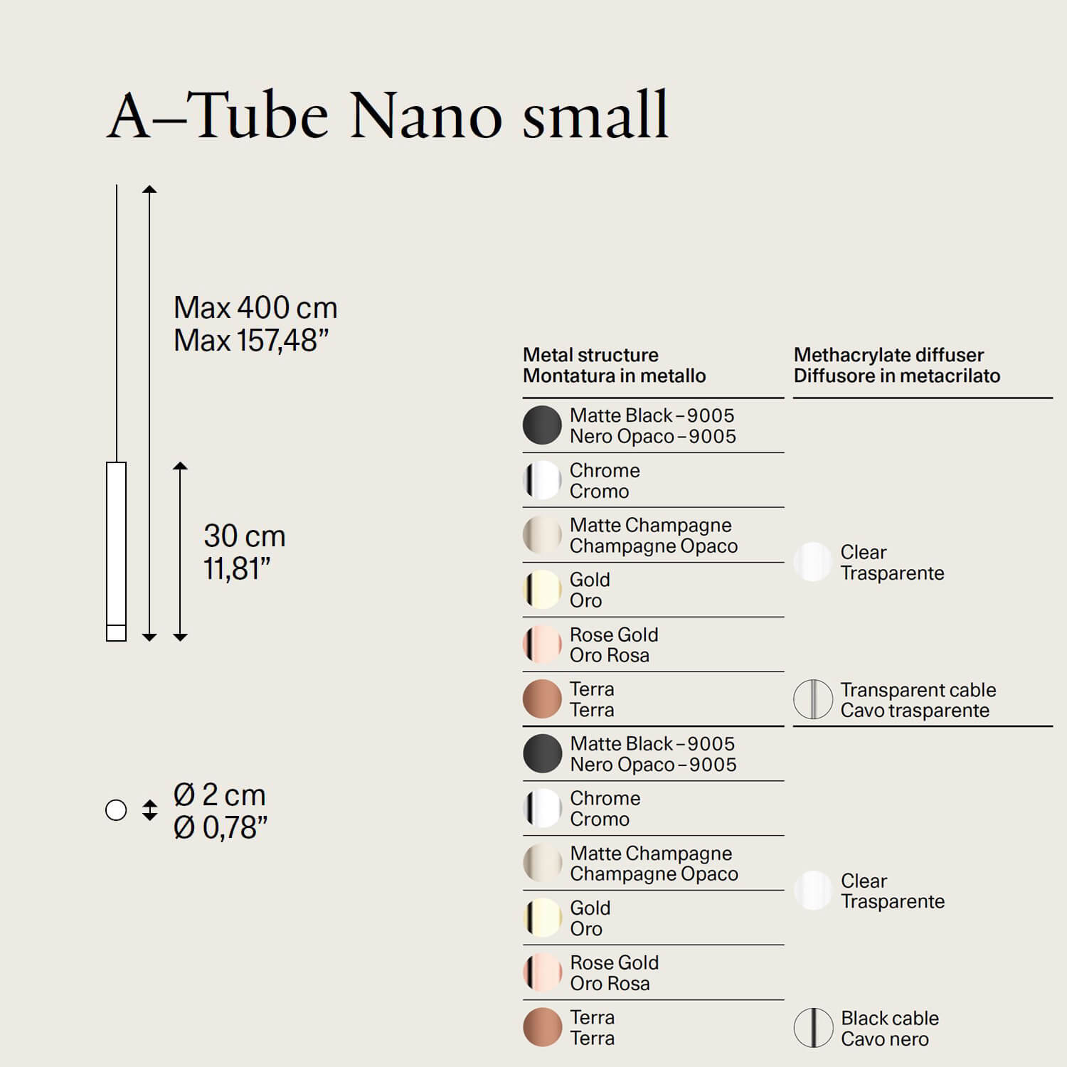 A-Tube Nano Small LED pendant by Lodes