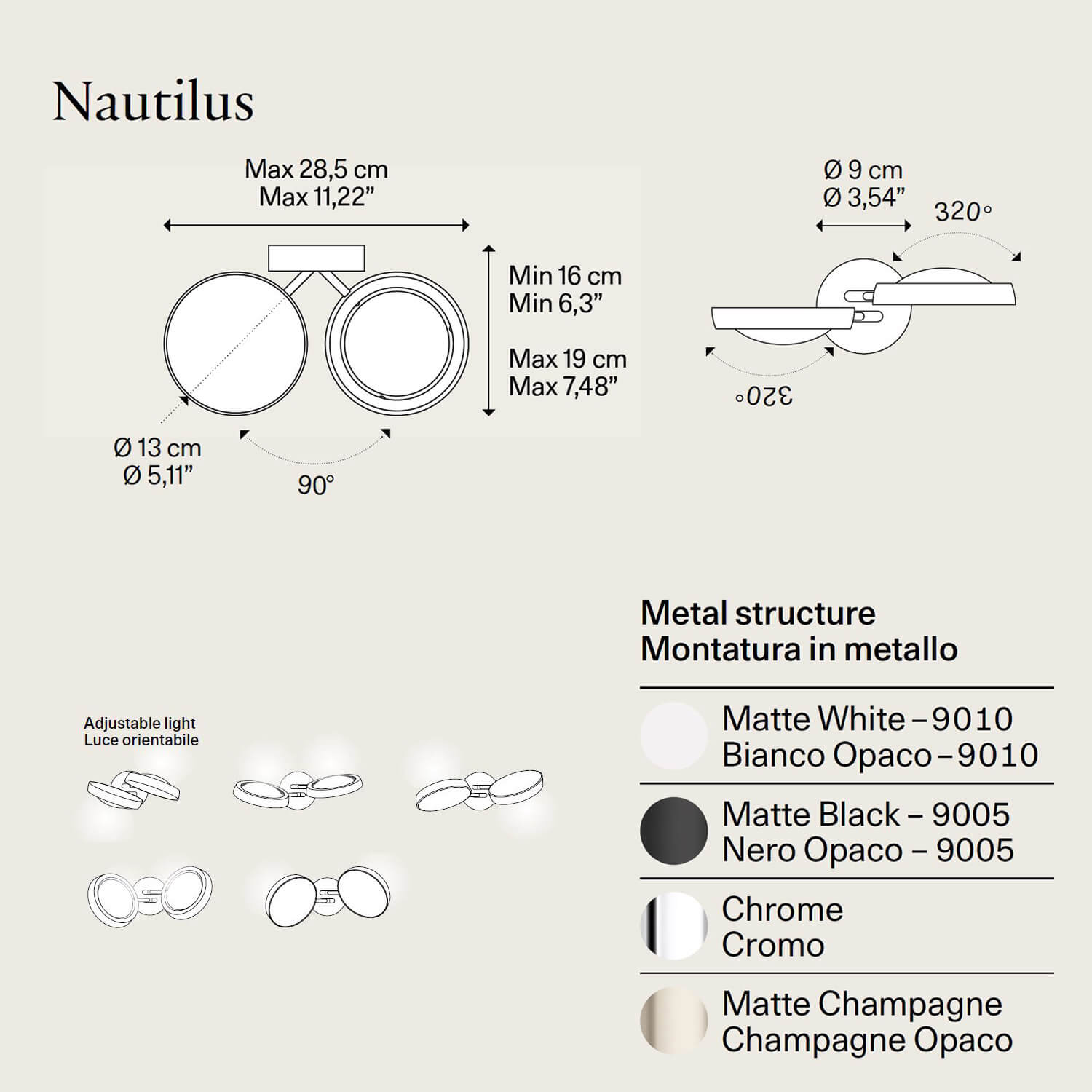 Nautilus applique LED di Lodes