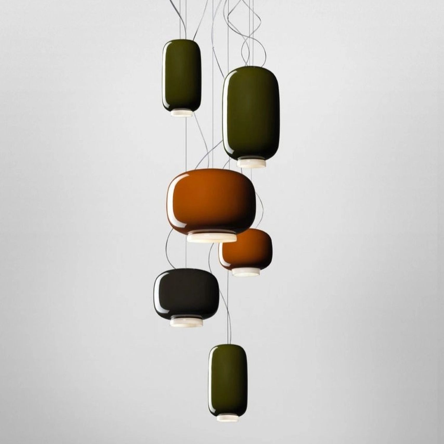 Chouchin 3 grau, Retrolook Hängeleuchte von Foscarini