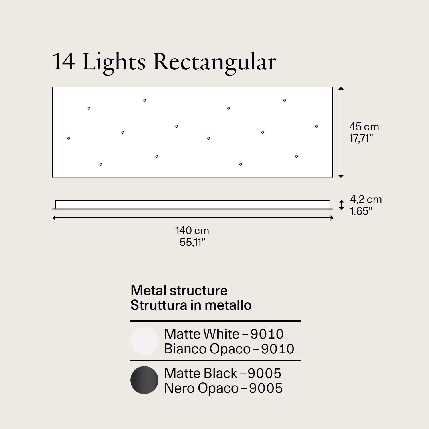 14 Lights Rectangular Cluster di Lodes