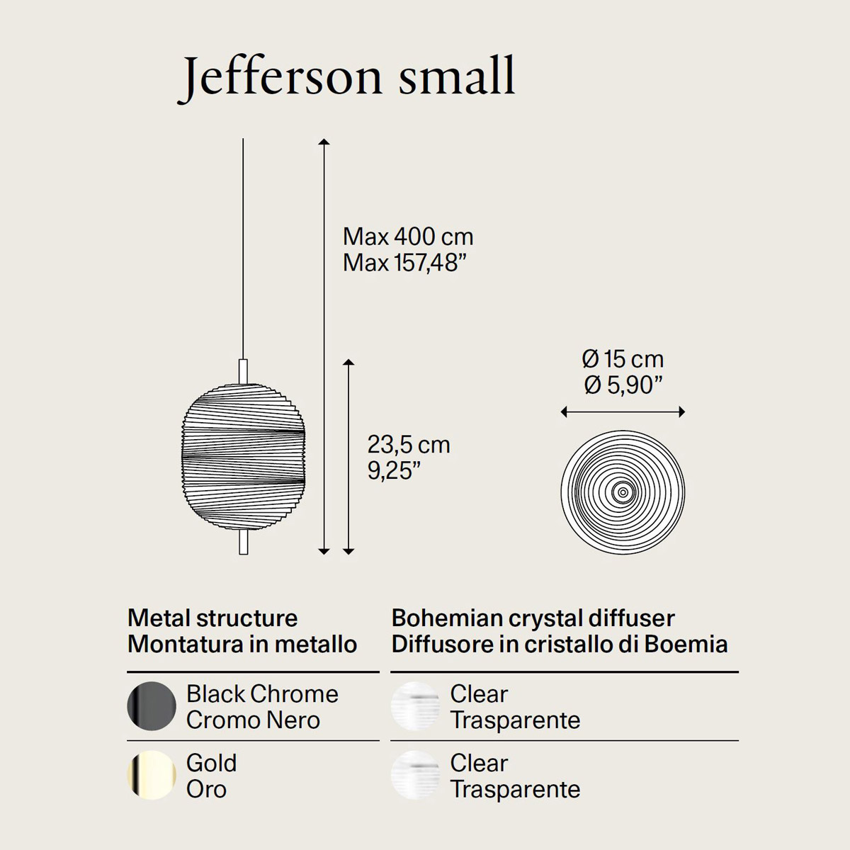 Jefferson Small Bohemian Crystal von Lodes