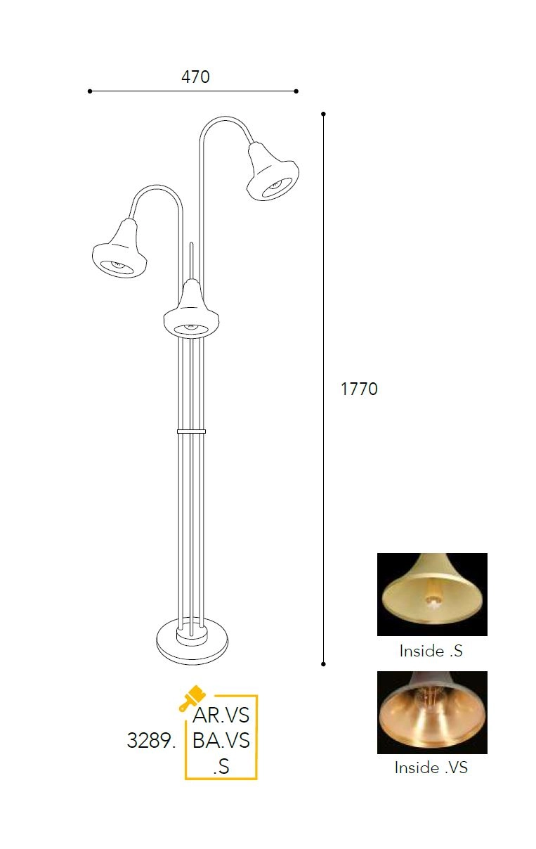 3289 Stehlampe aus Messing von Moretti Luce