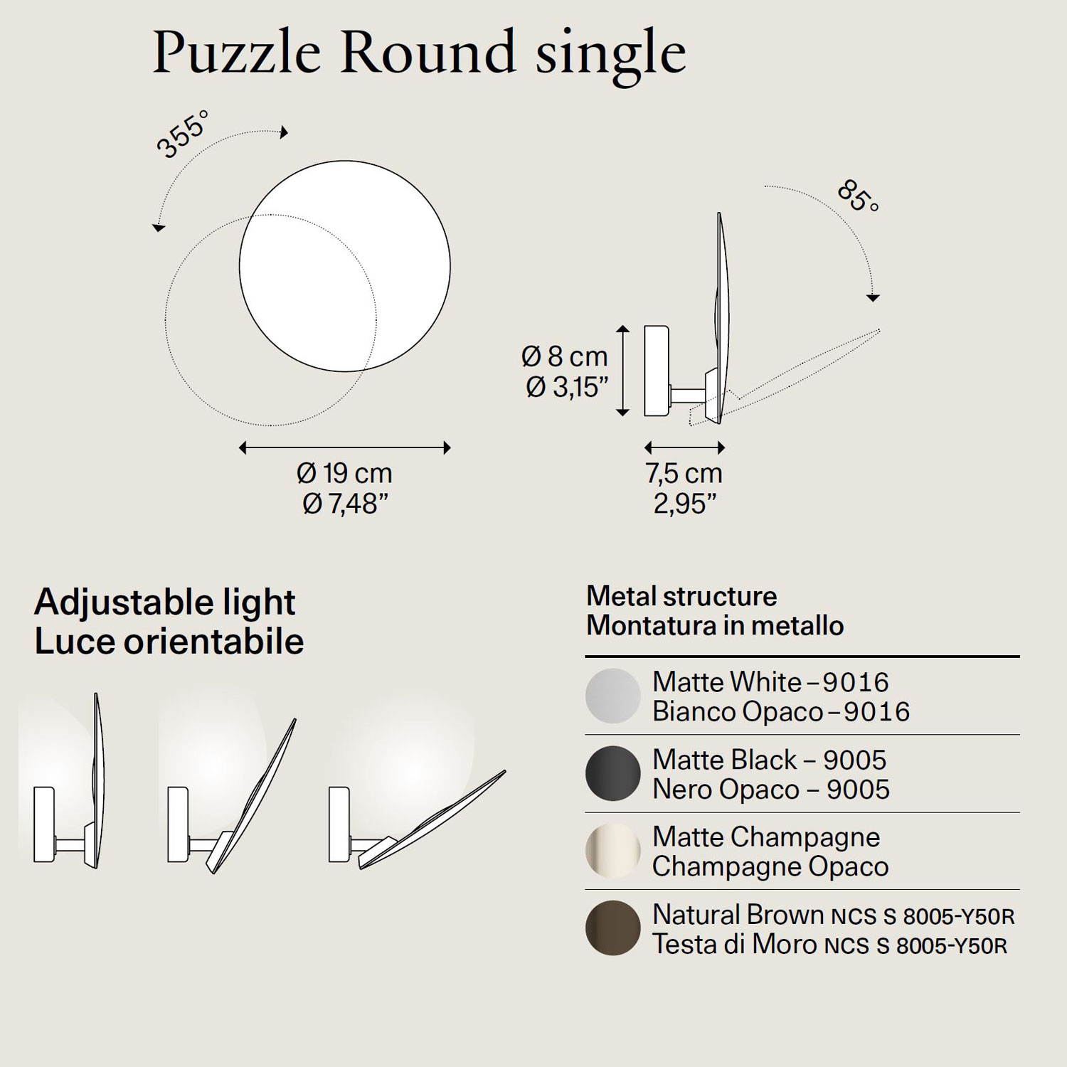 Puzzle Single Round LED light by Lodes