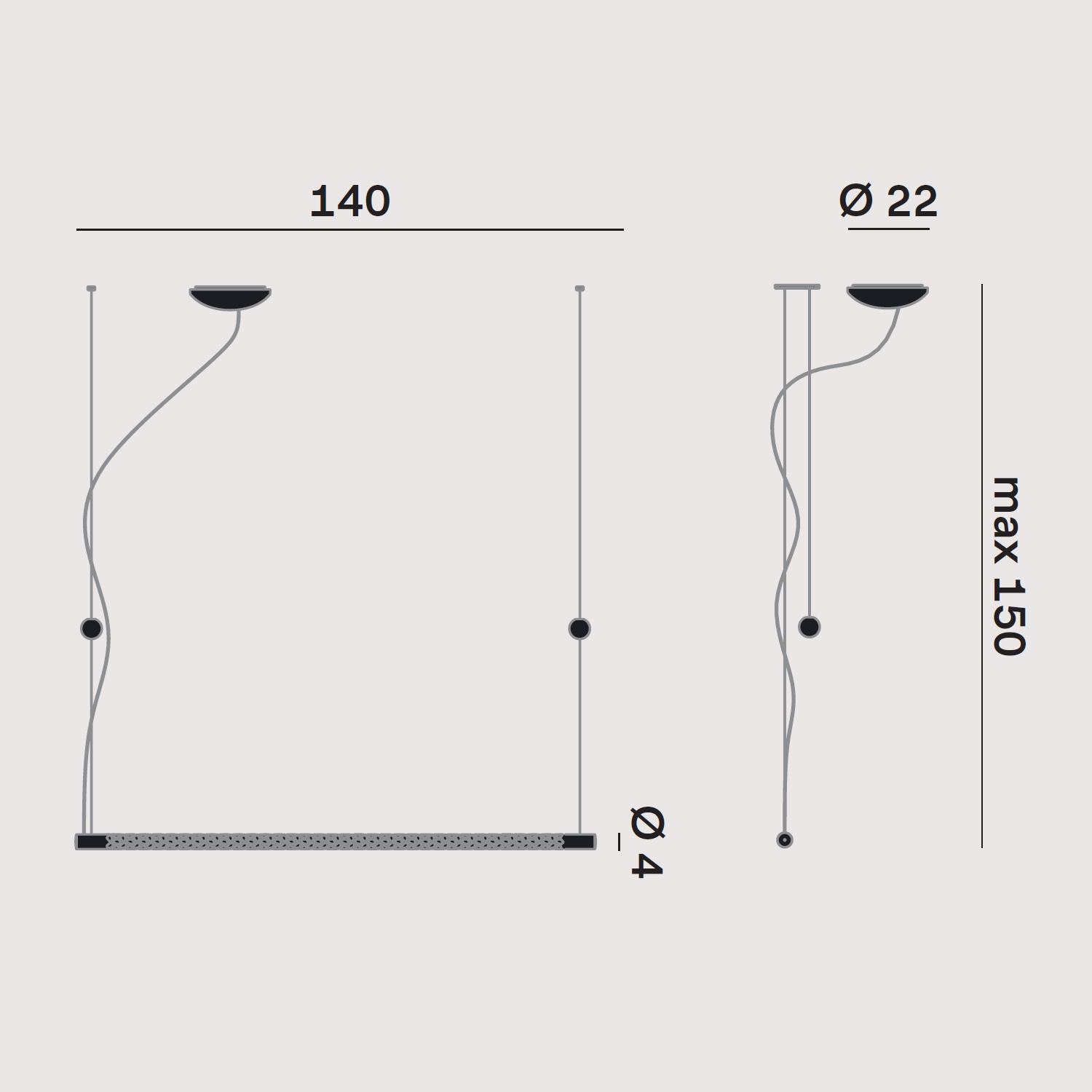 Squiggle höhenverstellbare Leuchte von Rotaliana