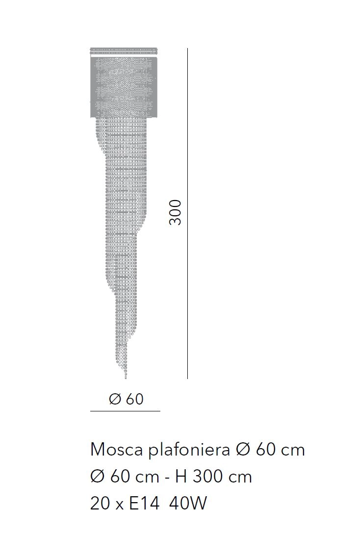 Lange Kristall Deckenleuchte Mosca von Venice Lighting Design