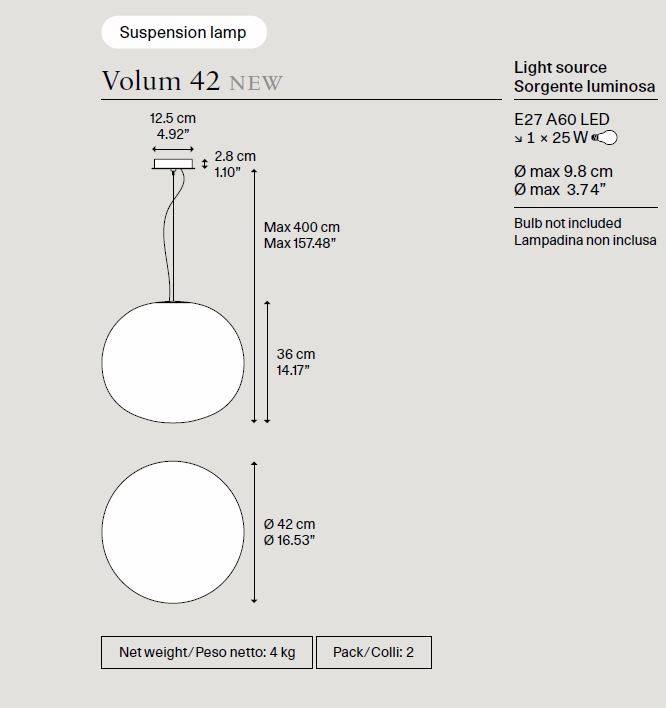 Volum 42 Glas Pendellampe von Lodes