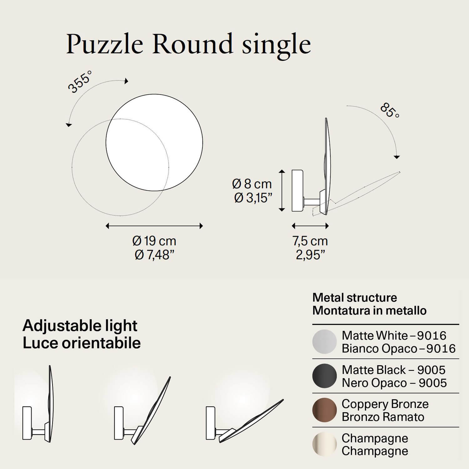 Puzzle Single Round LED light by Lodes