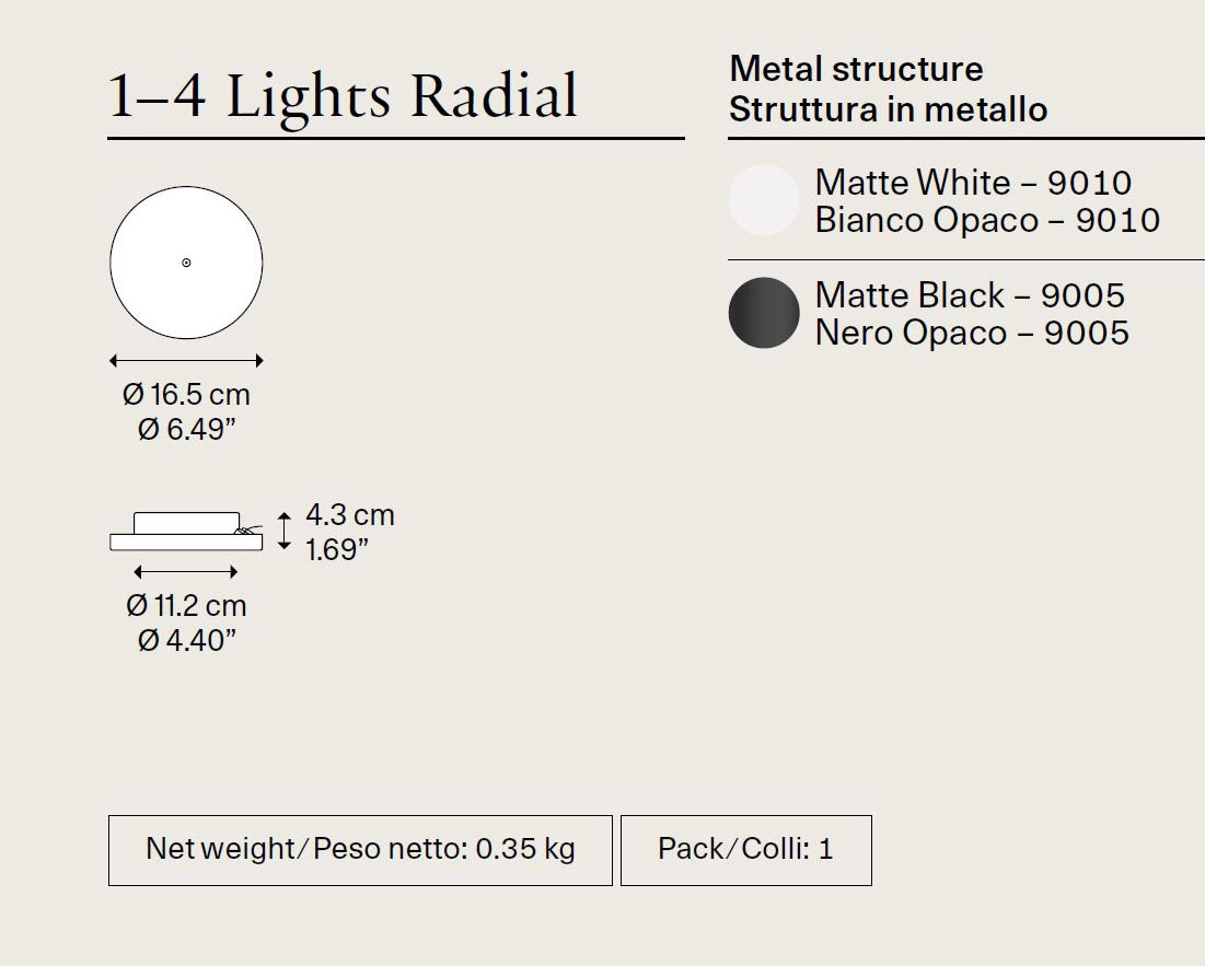 1-4 Lights Radial Deckenrosette von Lodes