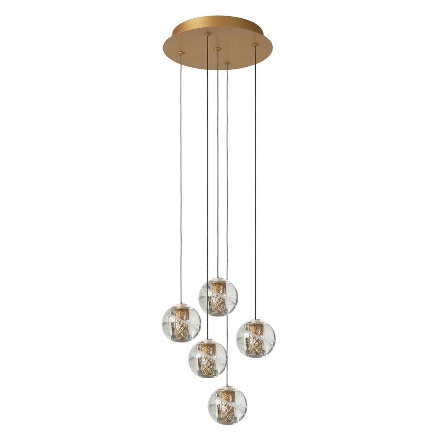 LU 13497/15/02 Lucide DILENKO - Pendant light - Ø 31 cm - LED Dim. - 5x3,5W 2700K - Matt Gold / Bras