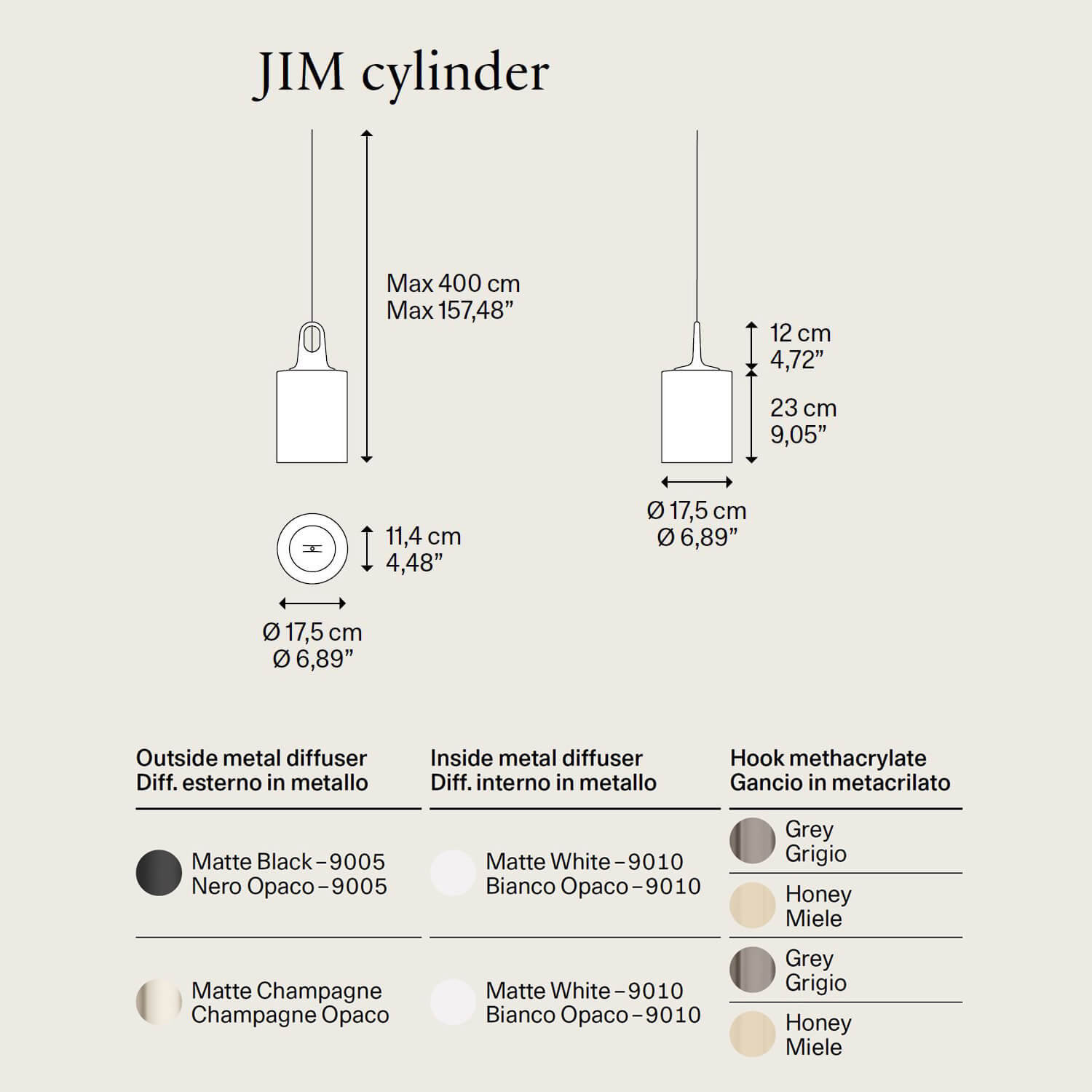 JIM cylinder Metall Leuchte von Lodes