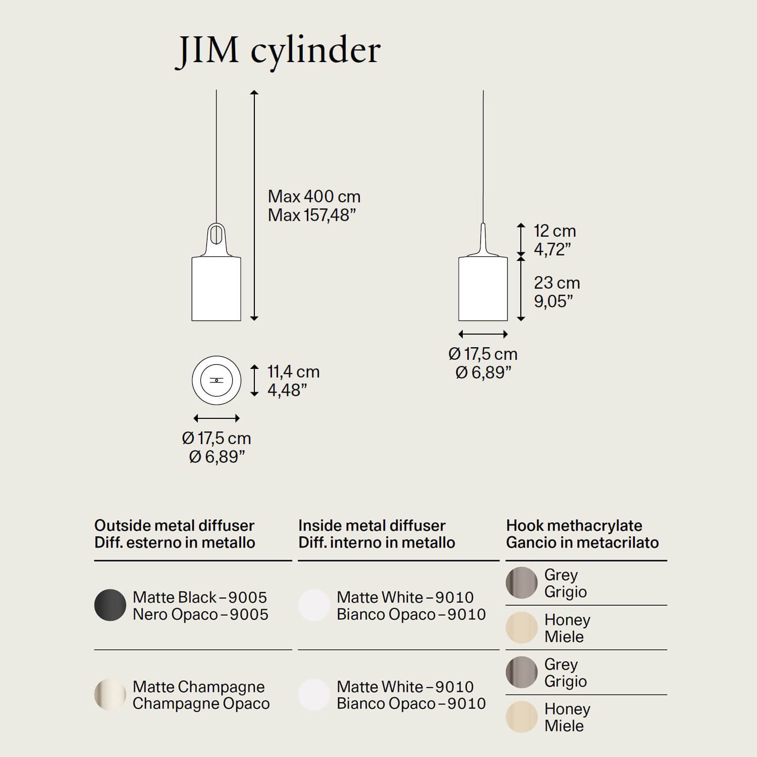 JIM cylinder lampada in metallo di Lodes