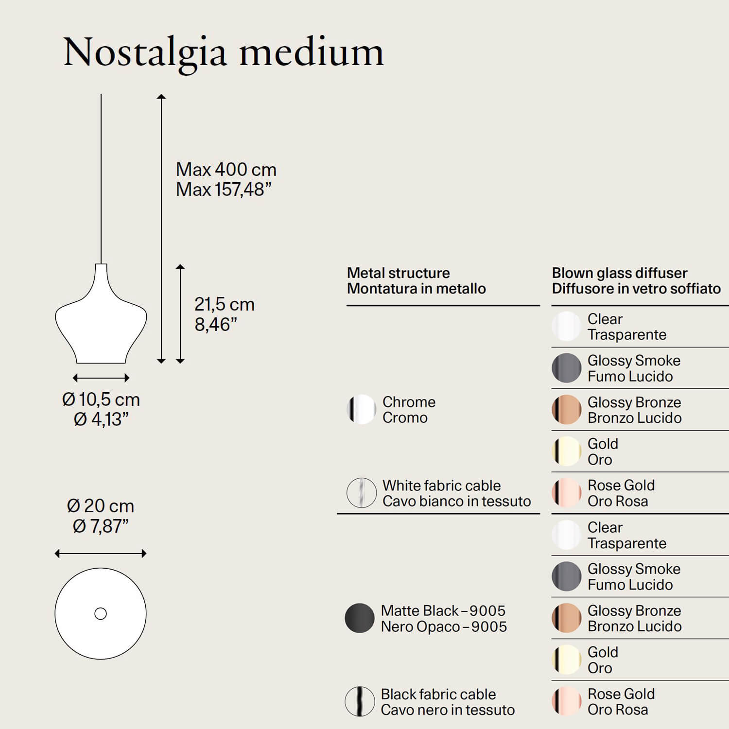 Nostalgia Medium glass light by Lodes