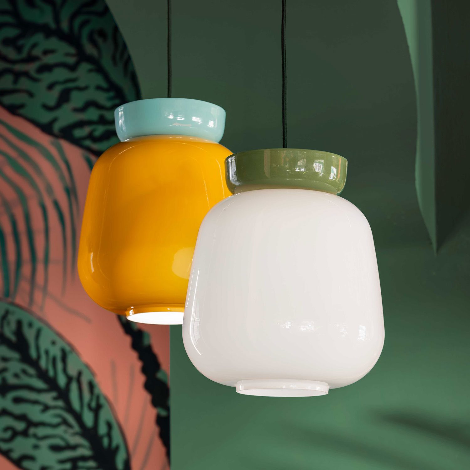 Corcovado glass pendant light by Ferroluce