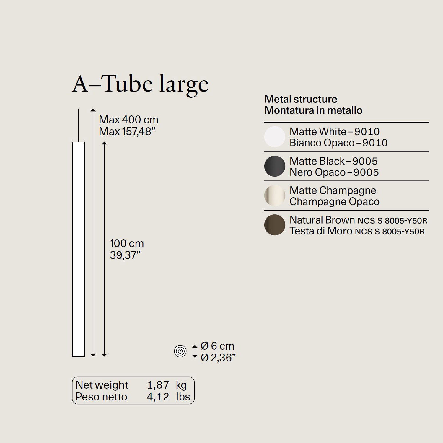 A-Tube Large Zylinder Leuchte von Lodes