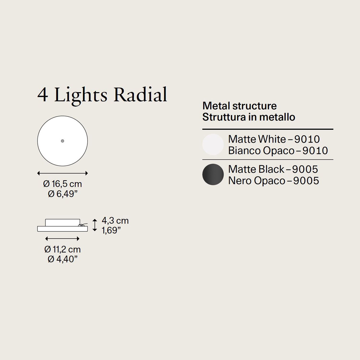 1-4 Lights Radial rosone di Lodes