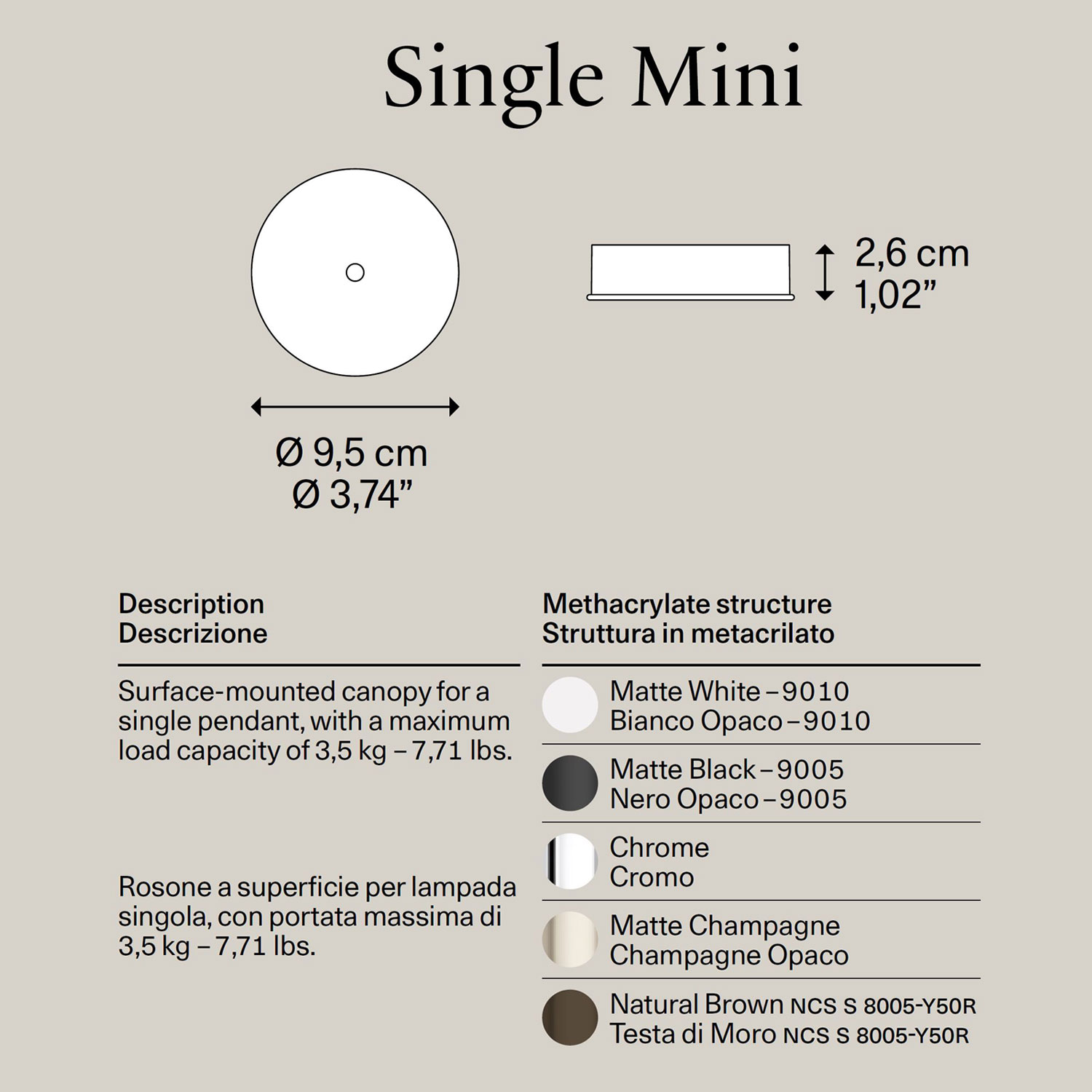 Single Mini Deckenrosette von Lodes