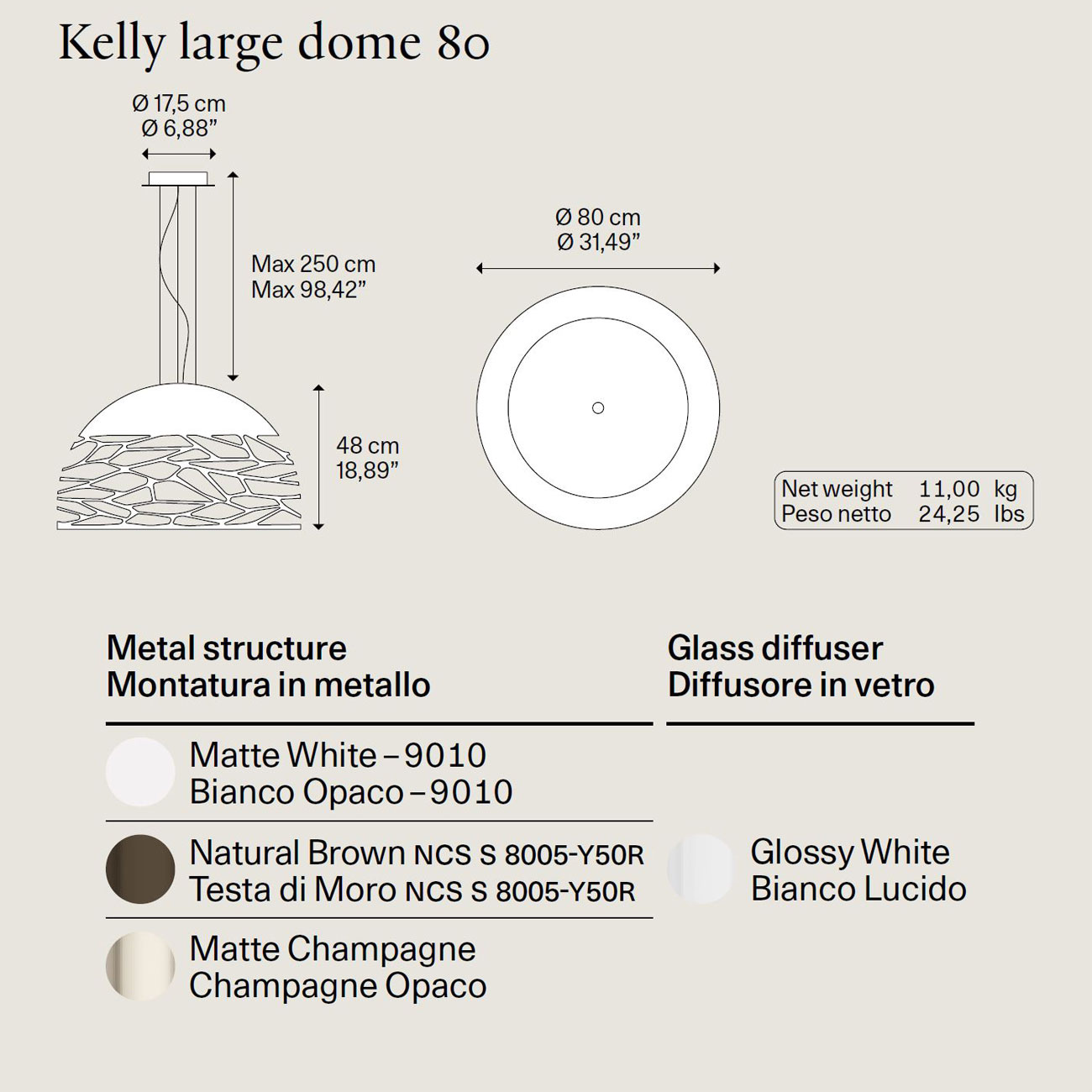 Kelly Large Dome 80 suspension by Lodes