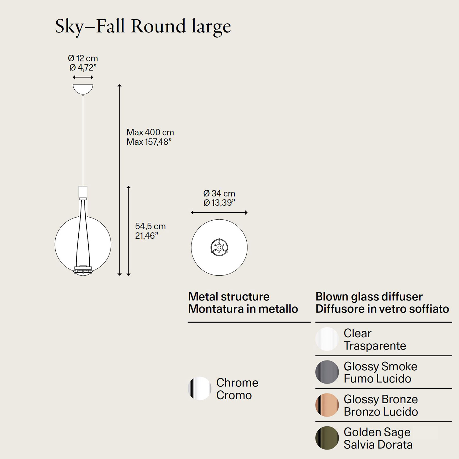 Sky-Fall Round Large suspension lamp by Lodes