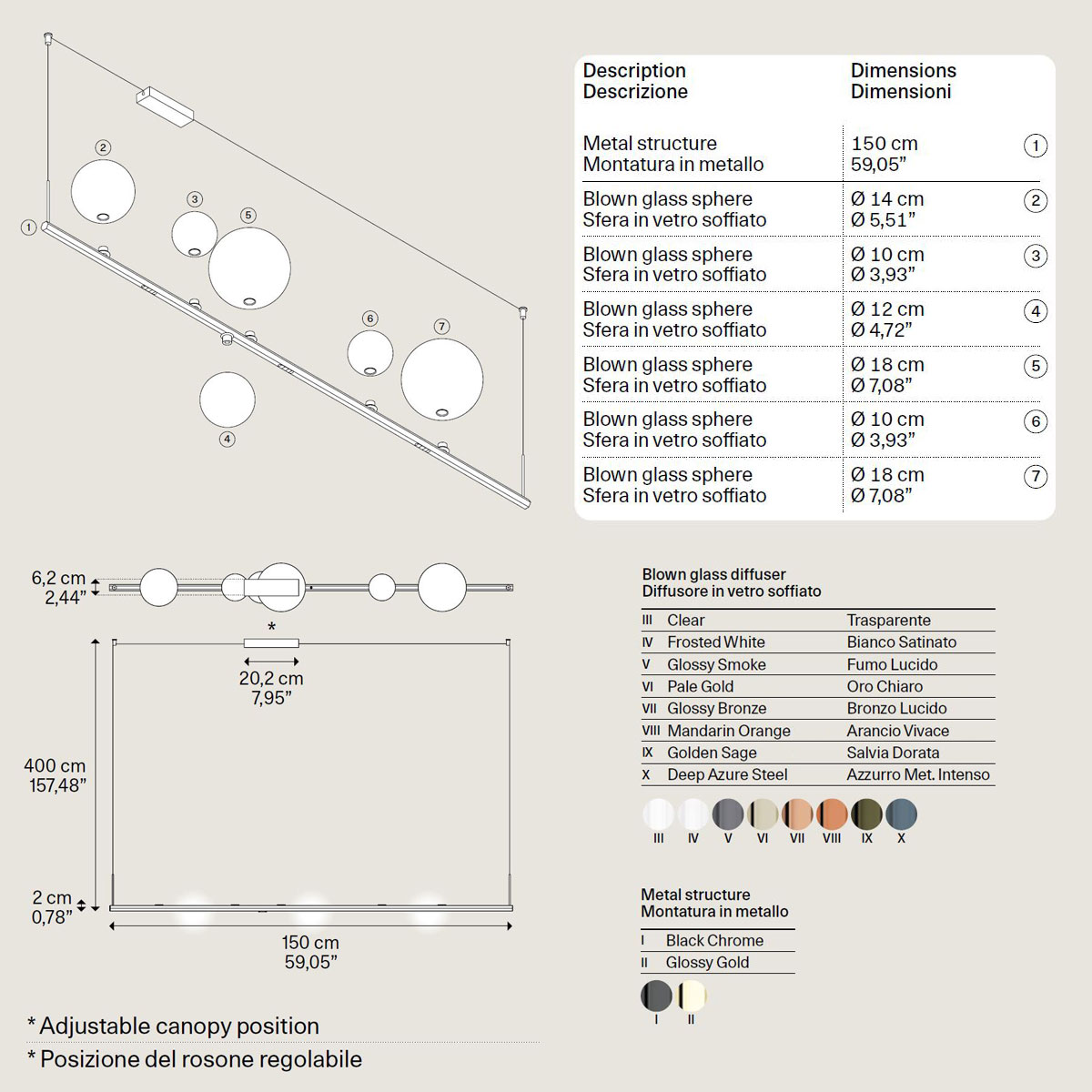Random Stick long Hängelampe von Lodes