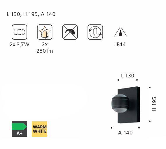 Sesimba LED outdoor wall luminaire by Eglo