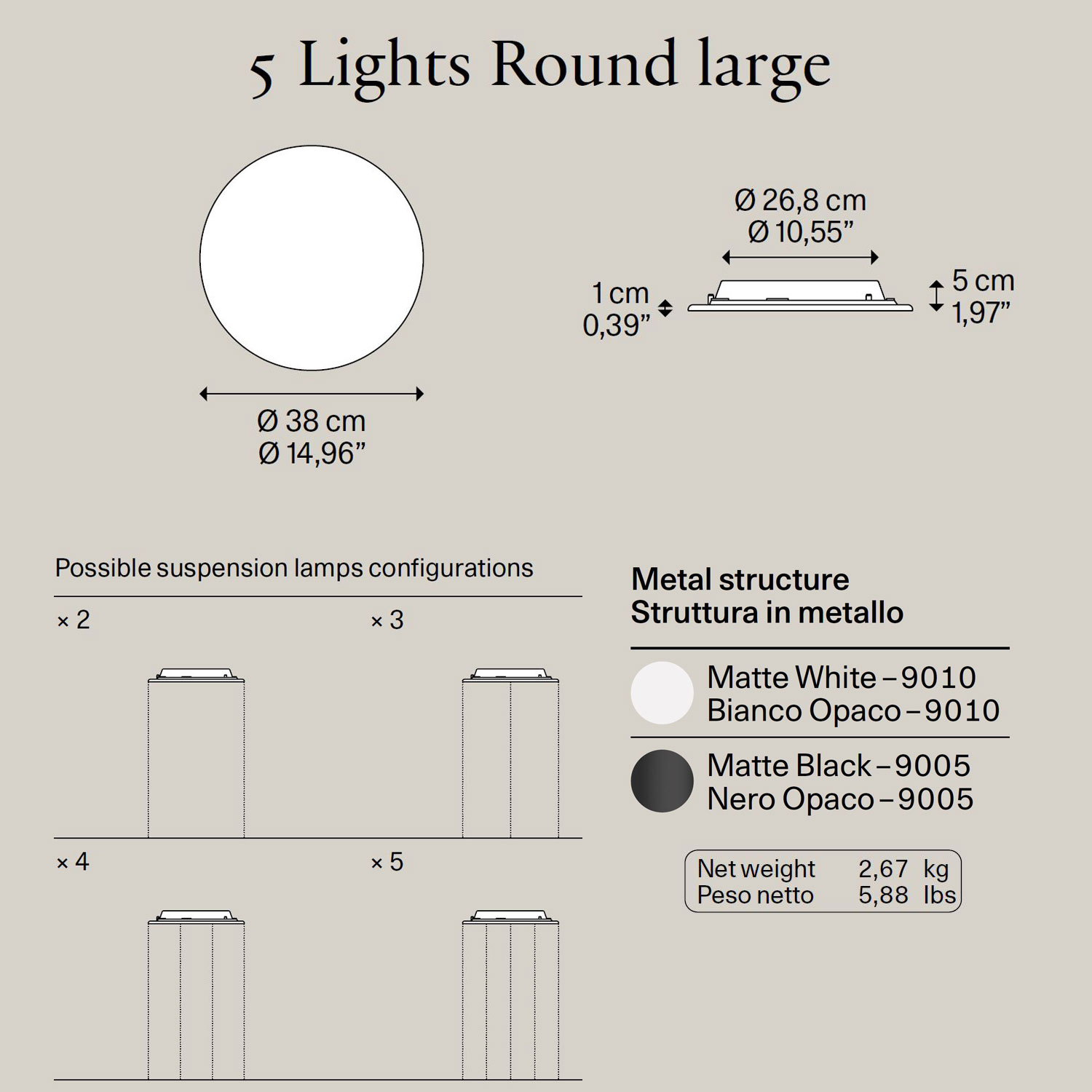 5 Lights Round Large von Lodes