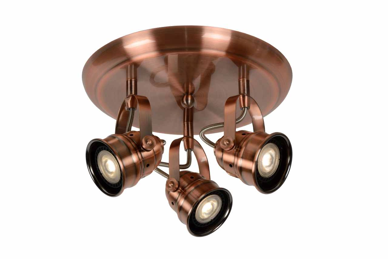 LU 77974/15/17 Lucide CIGAL - Ceiling spotlight - LED - GU10 - 3x5W 2700K - Copper