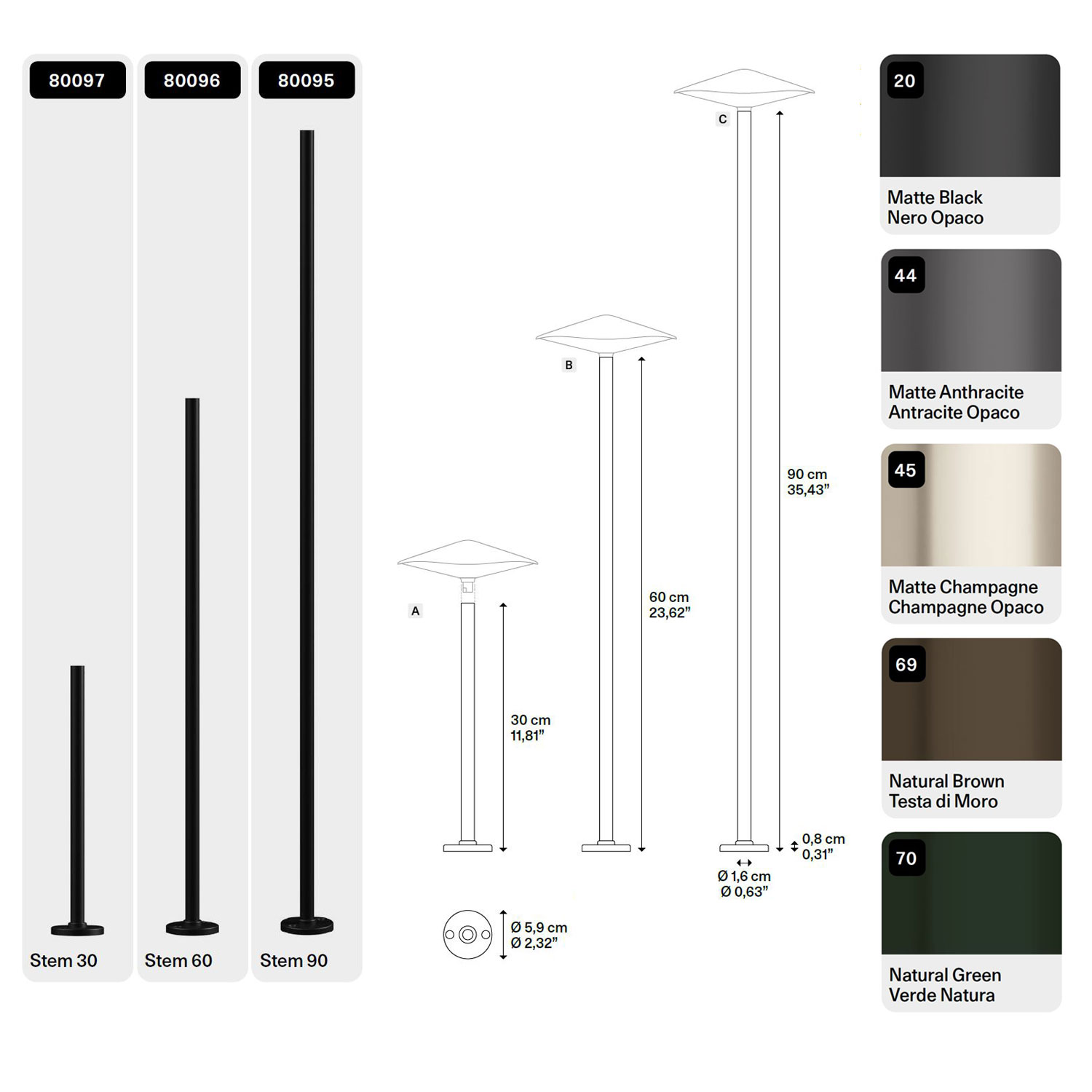 Kinno Stem palo in metallo di Lodes