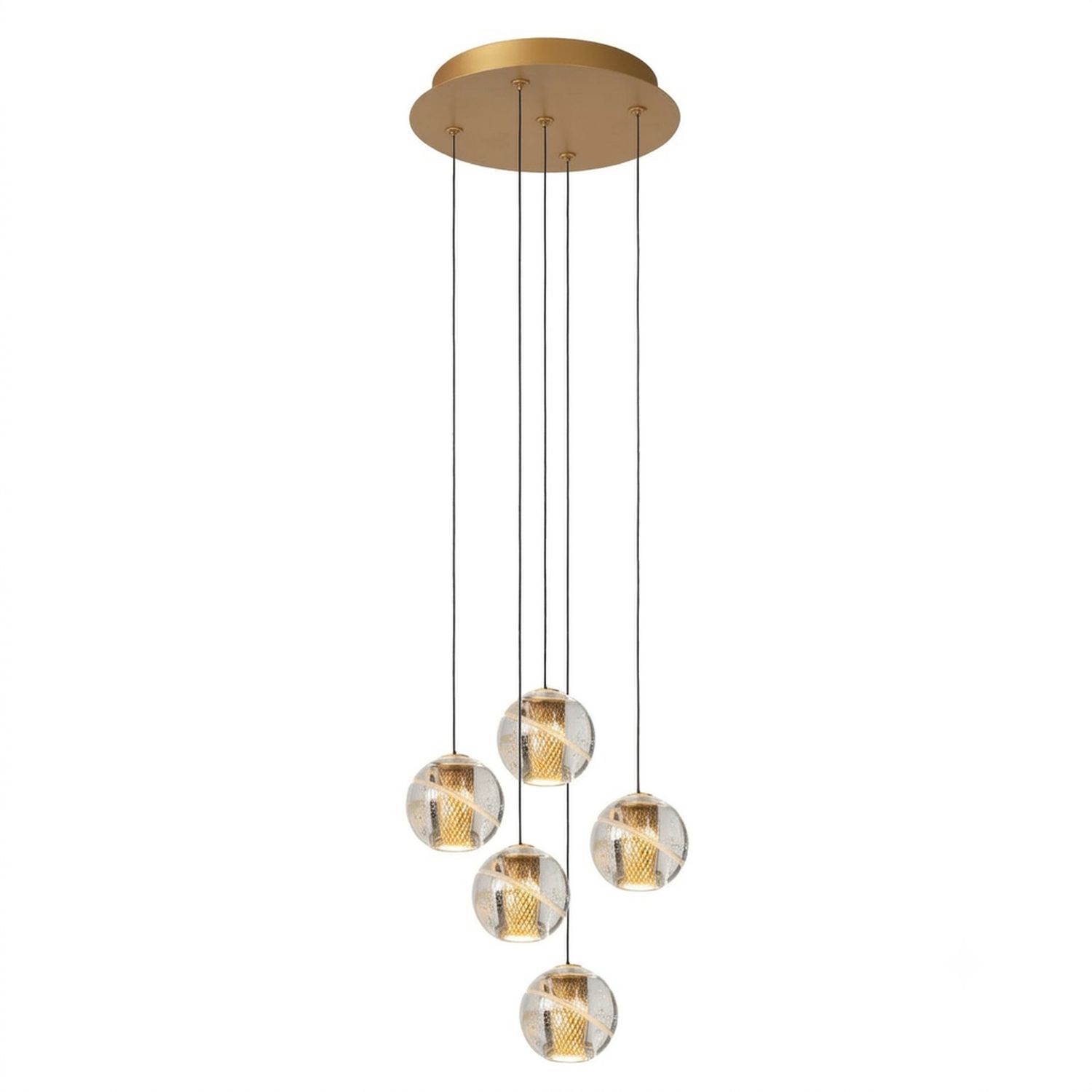 LU 13497/15/02 Lucide DILENKO - Pendant light - Ø 31 cm - LED Dim. - 5x3,5W 2700K - Matt Gold / Bras