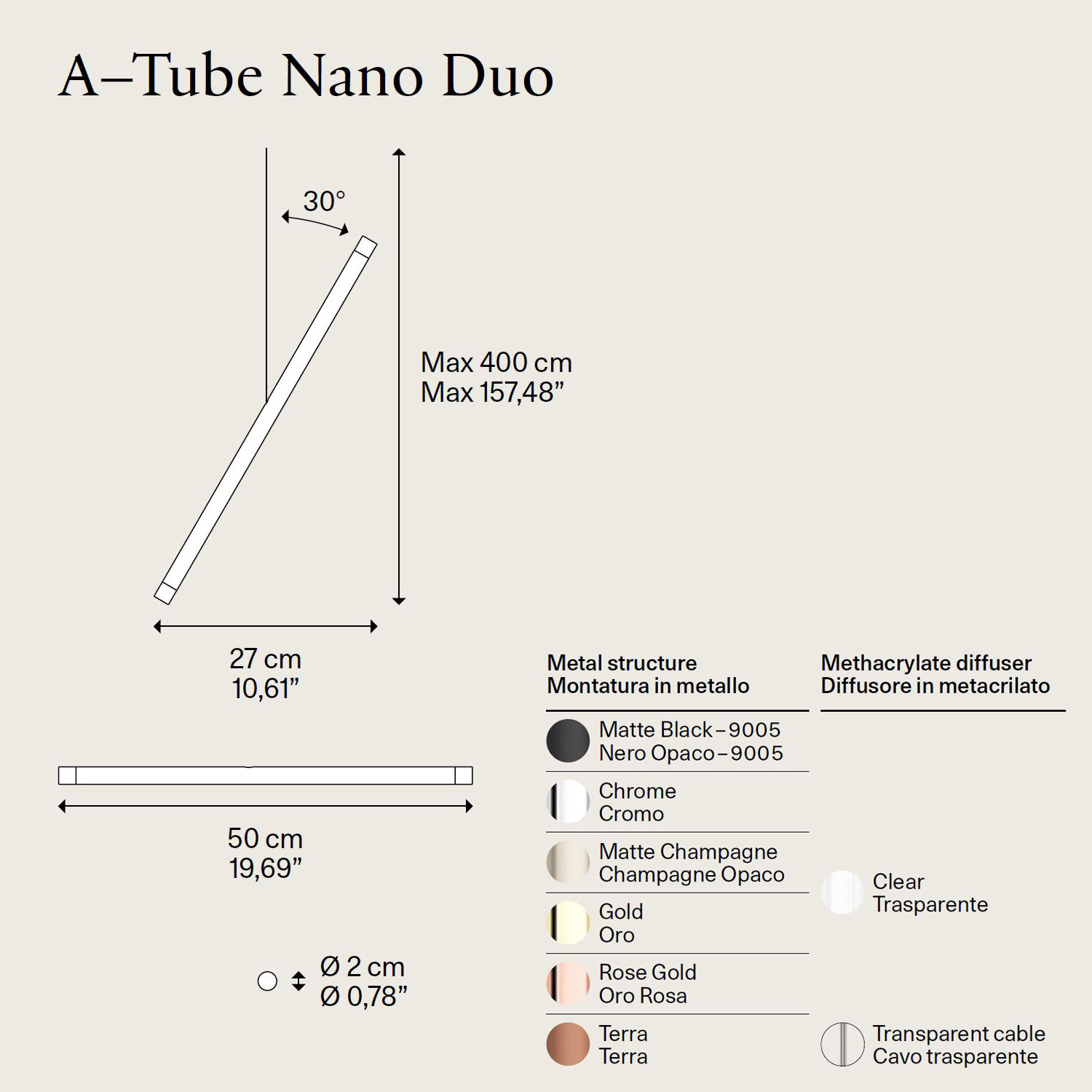 A-Tube Nano Duo sospensione LED di Lodes