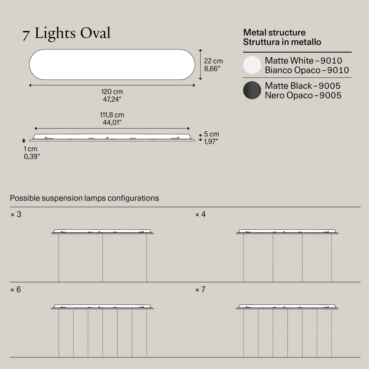 7 Lights Oval Deckenrosette von Lodes