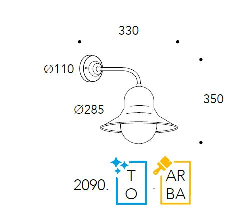 2090 Outdoor Wandleuchte von Moretti Luce