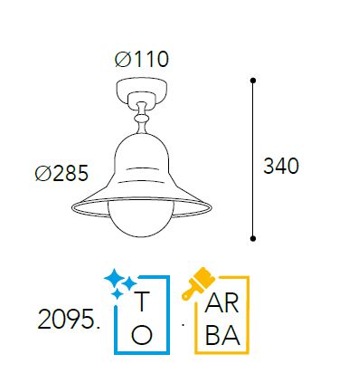 Außendeckenlampe aus Messing 2095 von Moretti Luce