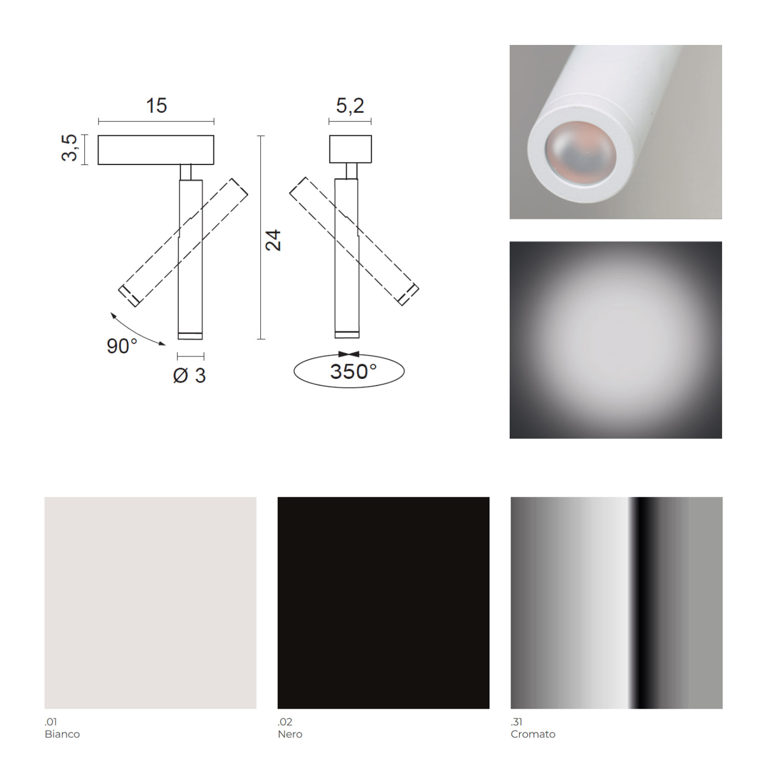 Newton Slim einstellbare Wandlampe von Egoluce