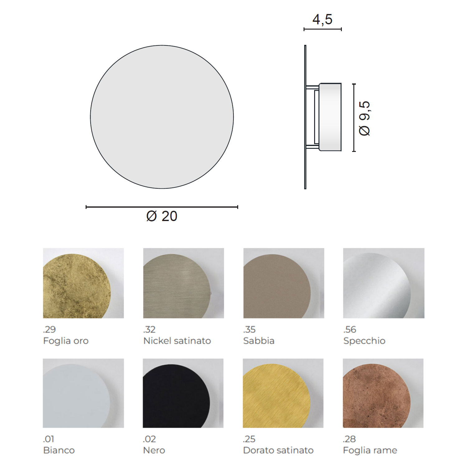 Eclipse tonda applique di Egoluce