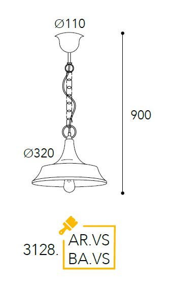 3128 Hängelampe aus Messing von Moretti Luce