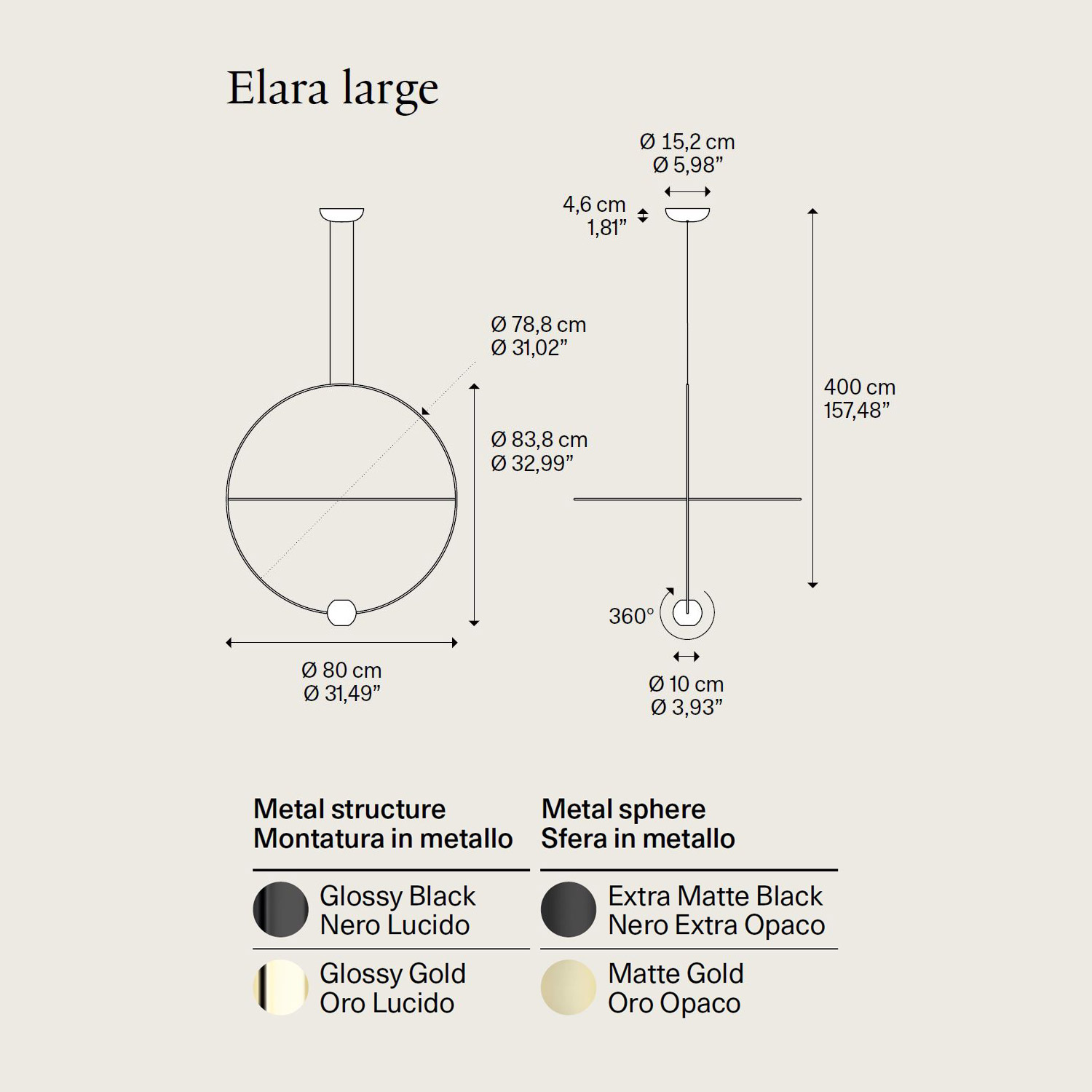 Elara large sospensione ad anello di Lodes