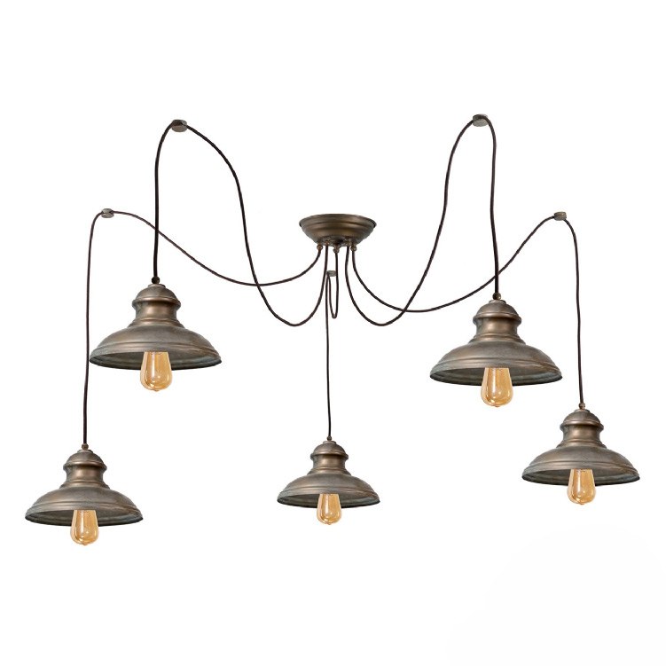 3354 5er Hängeleuchte aus Messing von Moretti Luce